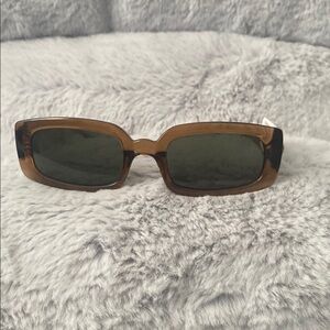Le Specs Brown Rectangular Sunglasses Y2K Style